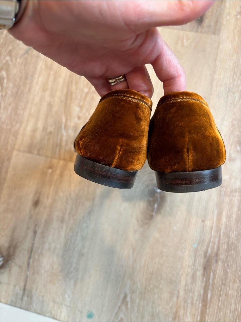 Women’s Velvet Loafers in Brown with Metal Bit - Picture 6 of 8